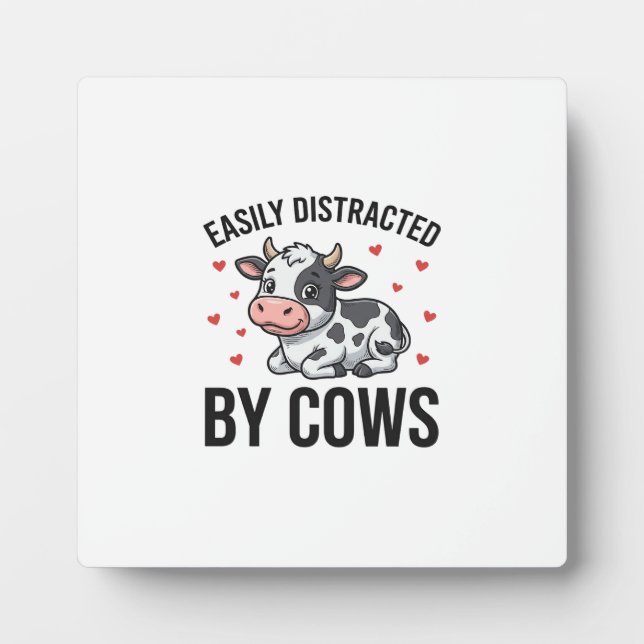 Plaque Photo Facilement distrait par les vaches Graphique de va (Devant)