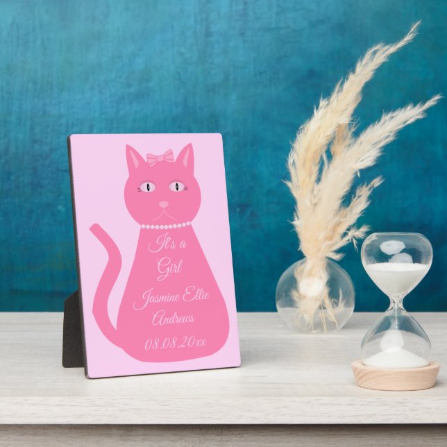 Plaque Photo Faire annonce de naissance de bébé fille au chat r (Côté)