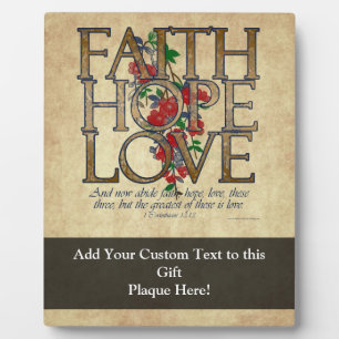 Plaque Photo Faith Hope Love Christian Bible Verse