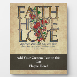 Plaque Photo Faith Hope Love Christian Bible Verse