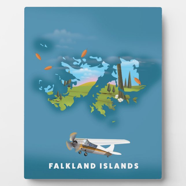 Plaque Photo Falkland islands illustrated map (Devant)