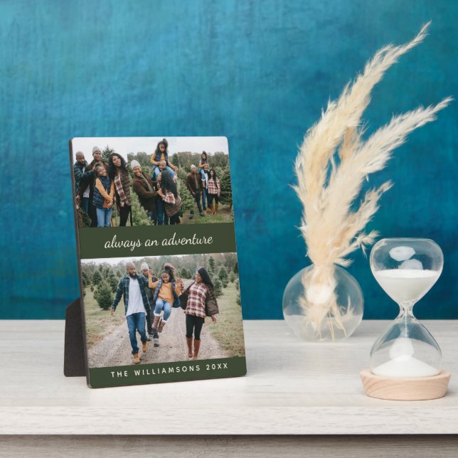 Plaque Photo Famille 4 Photo Collage personnalisé Nom et devis  (Côté)