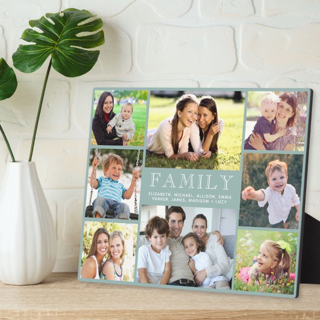 Plaque Photo Famille 8 Photo Collage Sage Green (Créateur téléchargé)