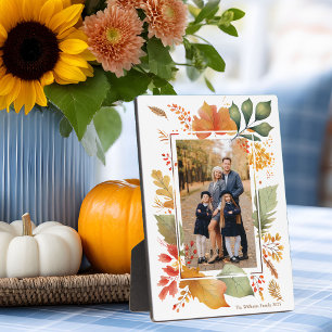 Plaque Photo Famille Chic Thanksgiving Fall Leaf Frontière Phot
