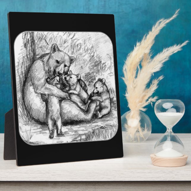 Plaque Photo Famille d'ours (Côté)