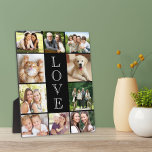 Plaque Photo Family Love 10 Photo Collage noir<br><div class="desc">Une plaque de 10 photo collage gardienne que votre famille chérira et appréciera pendant des années. Personnalisez avec dix photos de famille. "LOVE" est écrit verticalement vers le milieu dans la typographie blanche ouverte contre un arrière - plan noir.</div>