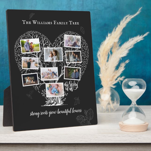 Plaque Photo Family Name Photo Collage | Family Tree Heart (Côté)