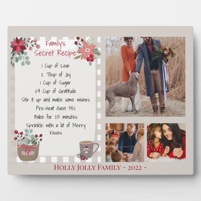 Plaque Photo Family Photo Collage Keepsake Recipe Holiday  (Devant)