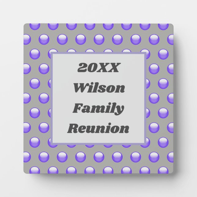 Plaque Photo Family Reunion Blue and Grey Polka Dot Event (Devant)