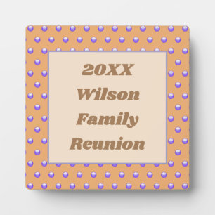Plaque Photo Family Reunion Peach Blue Polka Dot, événement