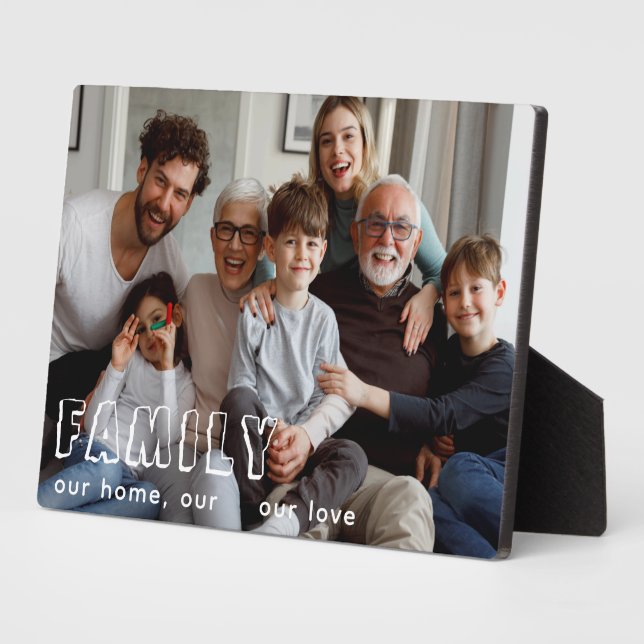 Plaque Photo Family Script Collage Chic Photo Block (Côté)