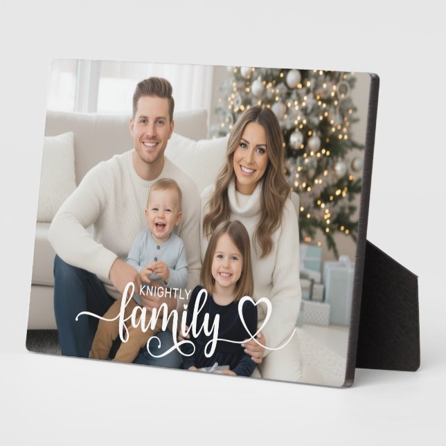 Plaque Photo Family Script Photo Heart Name Custom Display (Côté)