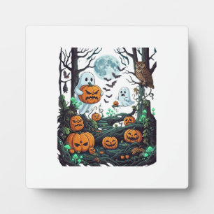 Plaque Photo Fantômes d'Halloween Citrouilles effrayantes Hibou