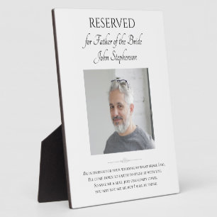 Plaque Photo Father of Bride Save A Seat Photo Wedding Memorial