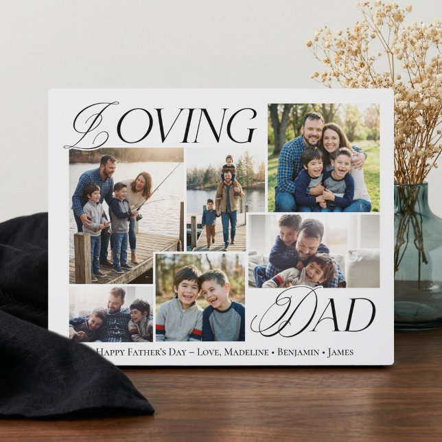 Plaque Photo Fathers Day Gift Loving Dad Elegant Photo Collage (Fathers Day Gift Loving Dad Elegant Photo Collage Plaque)