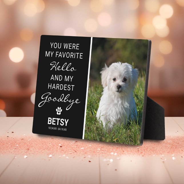 Plaque Photo Favori Bonjour | Mémorial d'adieu pour animal de c (Créateur téléchargé)