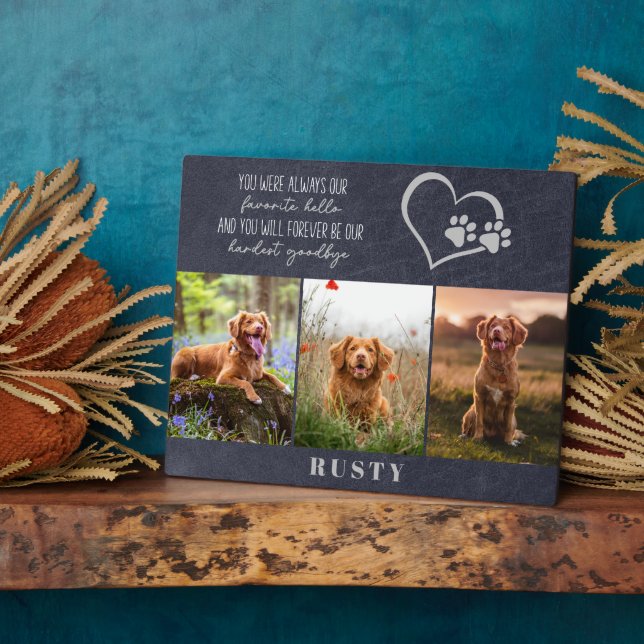 Plaque Photo Favori Hello Hardest Goodbye Pet Memorial (Côté)