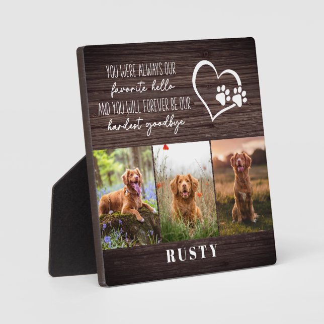 Plaque Photo Favori Hello Hardest Goodbye Pet Memorial (Recto)