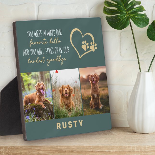 Plaque Photo Favori Hello Hardest Goodbye Pet Memorial (Créateur téléchargé)