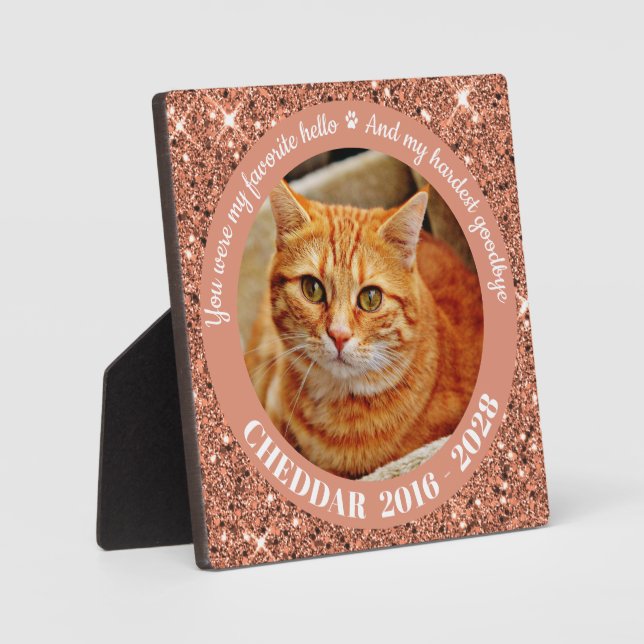 Plaque Photo Favorite Hello Hardest Goodbye Rose Gold Pet Photo (Recto)