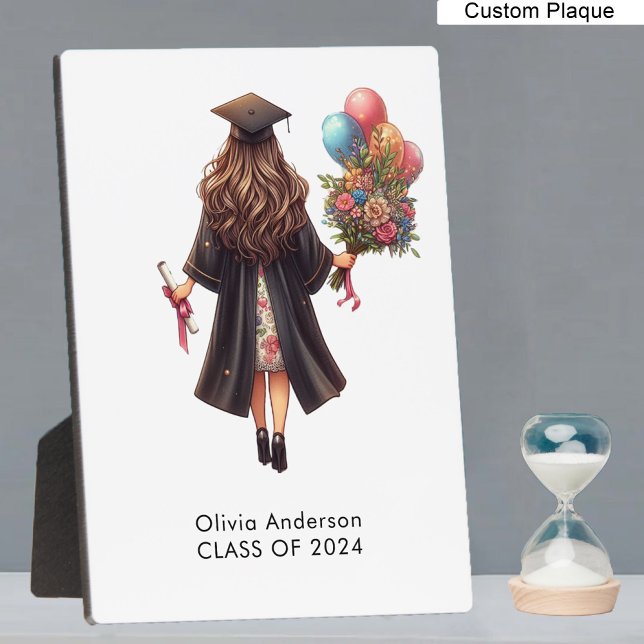 Plaque Photo Félicitations Girl Watercolor Graduation (Congratulations Girl Watercolor Graduation Plaque)