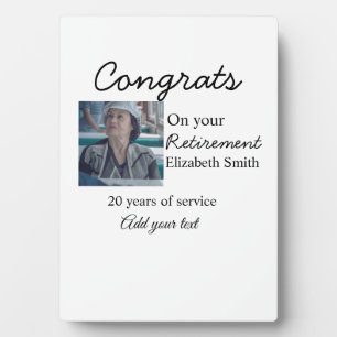Plaque Photo Félicitations pour votre retraite ajouter le nom d