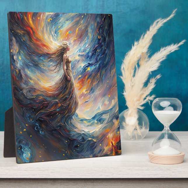 Plaque Photo Femme céleste dans l'art cosmos de feu (Côté)