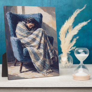 Plaque Photo Femme endormie dans un fauteuil Couette douillette