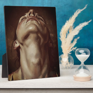 Plaque Photo Femme extatique tête en arrière yeux fermés sensue