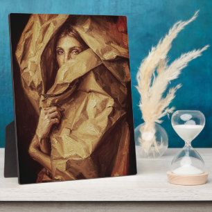 Plaque Photo Femme mystérieuse enveloppée de papier