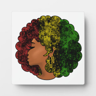 Plaque Photo Femme noire rasta afro rouge jaune vert