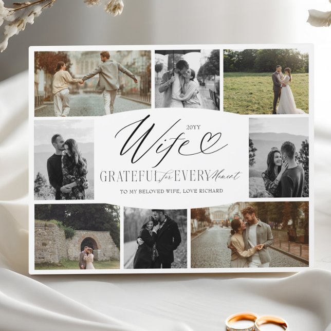 Plaque Photo Femme reconnaissante pour chaque moment Collage de (Wife Grateful for Every Moment Photo Collage Plaque)