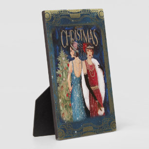 Plaque Photo Femmes de Noël Art déco