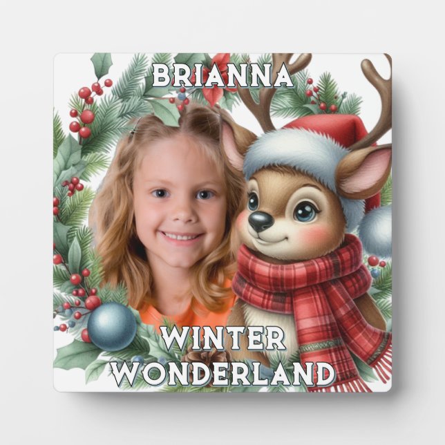 Plaque Photo Festive "Winter Wonderland" Photo Reindeer (Devant)