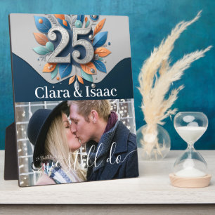 Plaque Photo Fête des 25 ans de mariage avec photo florale arge