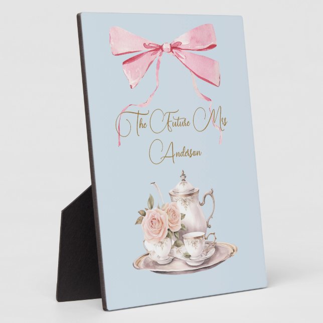 Plaque Photo Fête des mariées Regency Tea Party Pink Ribbon (Côté)