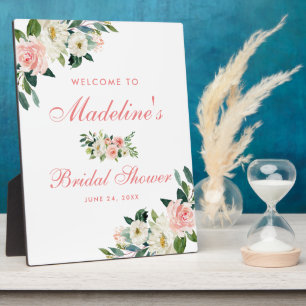 Plaque Photo Fête des mariées Rose Blush Floral Bienvenue