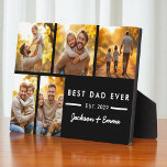 Plaque Photo Fête des pères Meilleur Papa Jamais Photo Collage<br><div class="desc">Célébrez un père spécial avec cette Fête des pères photo collage Best Dad Ever avec une plaque en noir gras arrière - plan. Personnalisez avec vos photos de famille préférées, l'année et les noms pour créer un souvenir unique et sincère. L'élégant décor noir et la disposition moderne propre en font...</div>