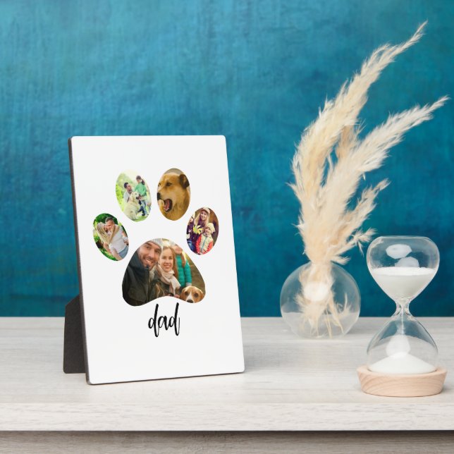Plaque Photo Fête des Pères Papa Chien | 5 empreintes de pattes (Côté)