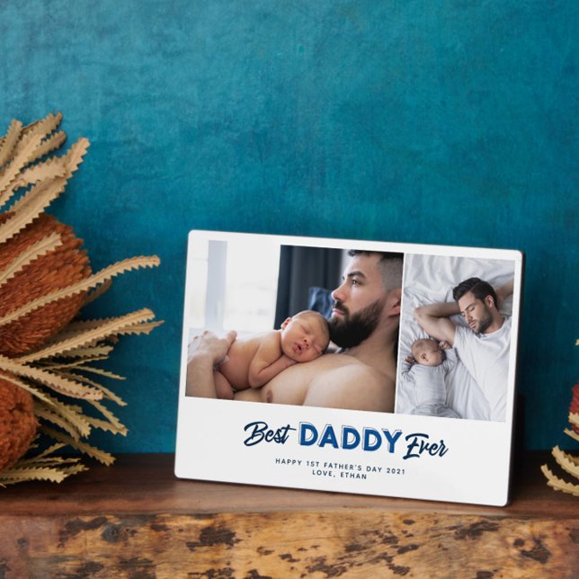 Plaque Photo Fête des pères personnalisée Photo Collage Meilleu (Easily personalize this 1st Father's Day plaque with your message and photos for a gift he'll love)