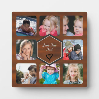 Plaque Photo Fête des pères Photo Collage Faux Wood