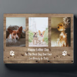 Plaque Photo Fête des pères photo de Best Dog Dad Ever<br><div class="desc">Trois modèles photo design ajouter vos propres photos préférées à la rustique heureux père jour meilleur chien dag jamais design. s'il vous plaît noter que ces photos sont porte-place seulement. le design comprend le bois de grange rustique et de mignons empreintes de pattes. Si vous souhaitez modifier la couleur ou...</div>