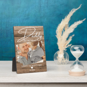 Plaque Photo Fête des pères Rustique Bois Meilleure Photo Papa
