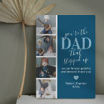 Plaque Photo Fête des pères Stepdad Photo<br><div class="desc">Plaque photo personnalisée de stepdad bleue comportant 4 photos des enfants,  le message "vous êtes le père qui a grandi",  un message personnalisé que vous pouvez garder ou changer à votre propre,  un coeur mignon,  et vos noms d'enfants.</div>