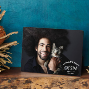 Plaque Photo Fête des pères vintage Meilleur Chat Papa Photo