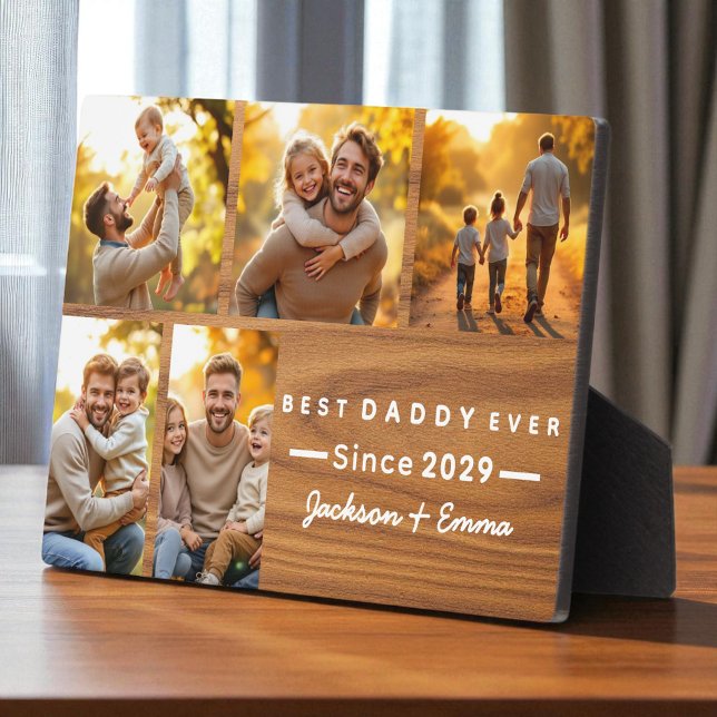 Plaque Photo Fête des pères Wood 5 Photo Collage Meilleur Papa  (Créateur téléchargé)