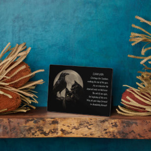 Plaque Photo Fête païenne de Samhain Poème sur les chats noirs