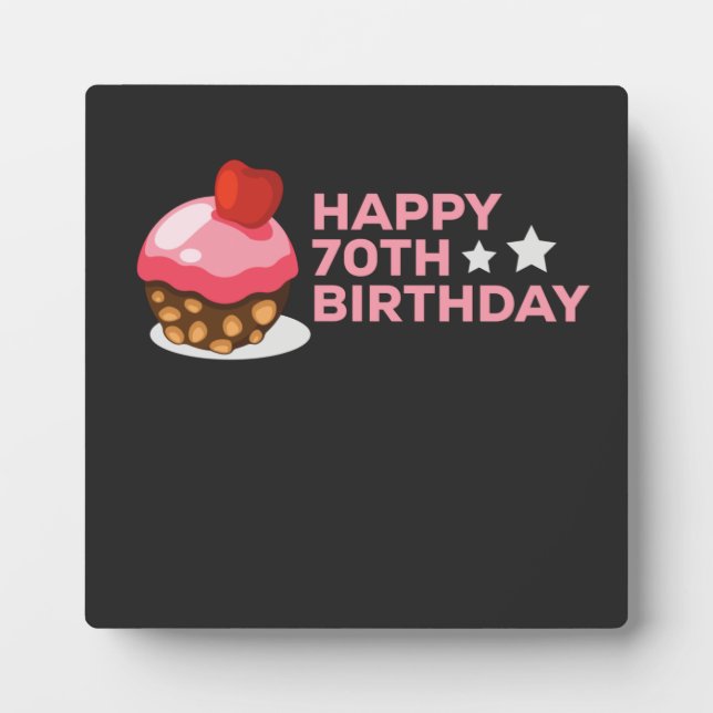 Plaque Photo fêter le 70e anniversaire design avec gâteau (Devant)