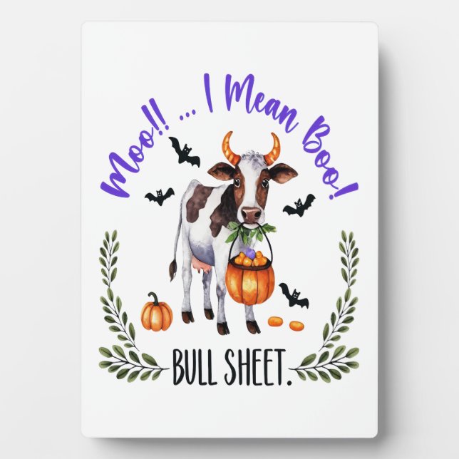 Plaque Photo Feuille de taureau de vache d'Halloween (Devant)