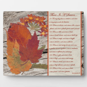 Plaque Photo Feuilles d'automne, Fleurs Versets bibliques sur l
